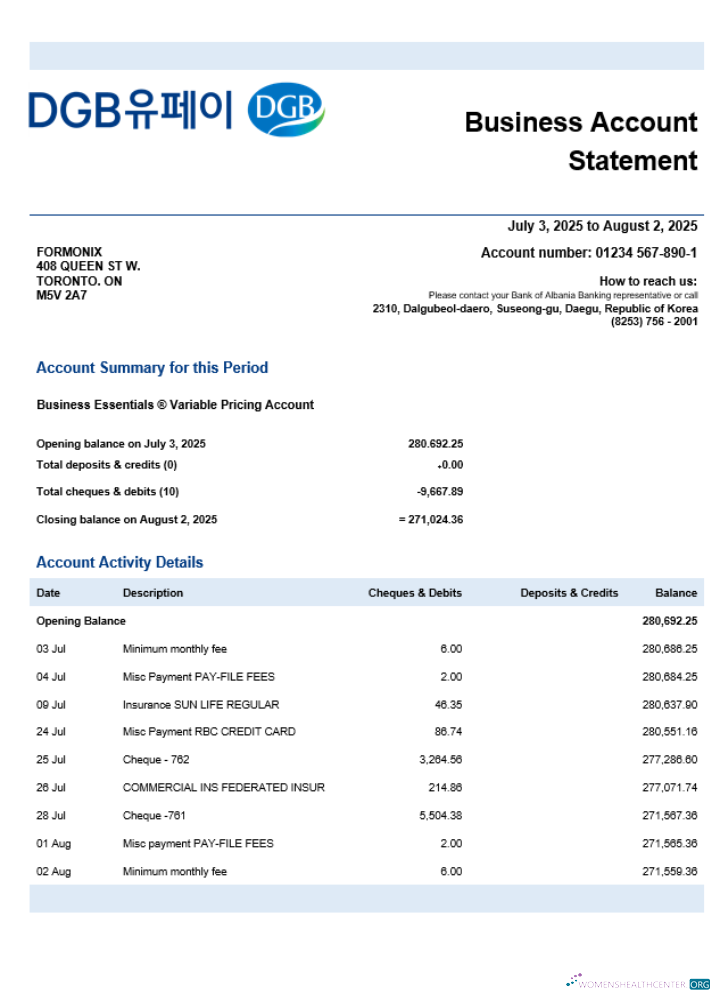 Download South Korean Daegu firm statement Word and PDF template Photoshop template